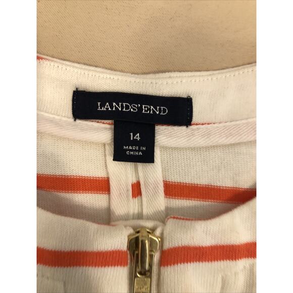 LANDS END Women's Size 14 Sweater Cropped 2 Pockets 100% Cotton Zip Up Cardigan - Picture 6 of 9